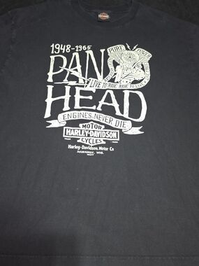 Harley-Davidson Black T-Shirt with White Pan Head Graphic